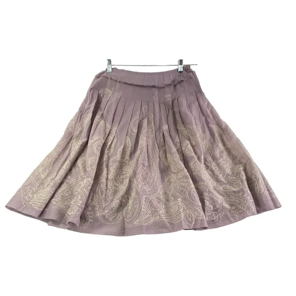 TALBOTS Women‎ A-Line Embroidered Full Skirt Sz 10 Light Lavender Modest 79-25